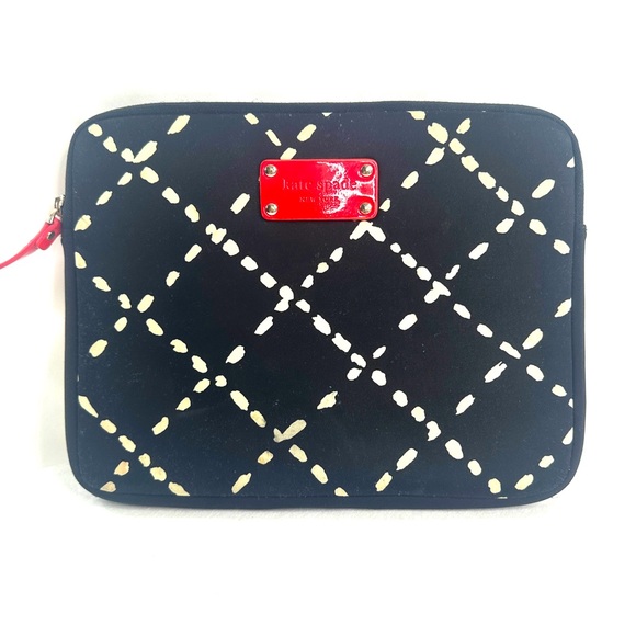 Kate Spade Black White Neoprene Padded Small Tablet Book Reader Case Travel - Picture 1 of 8